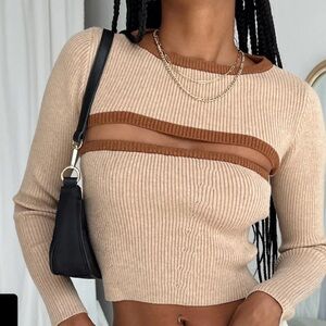 ORSETTE TWO PIECE KNIT TOP BEIGE